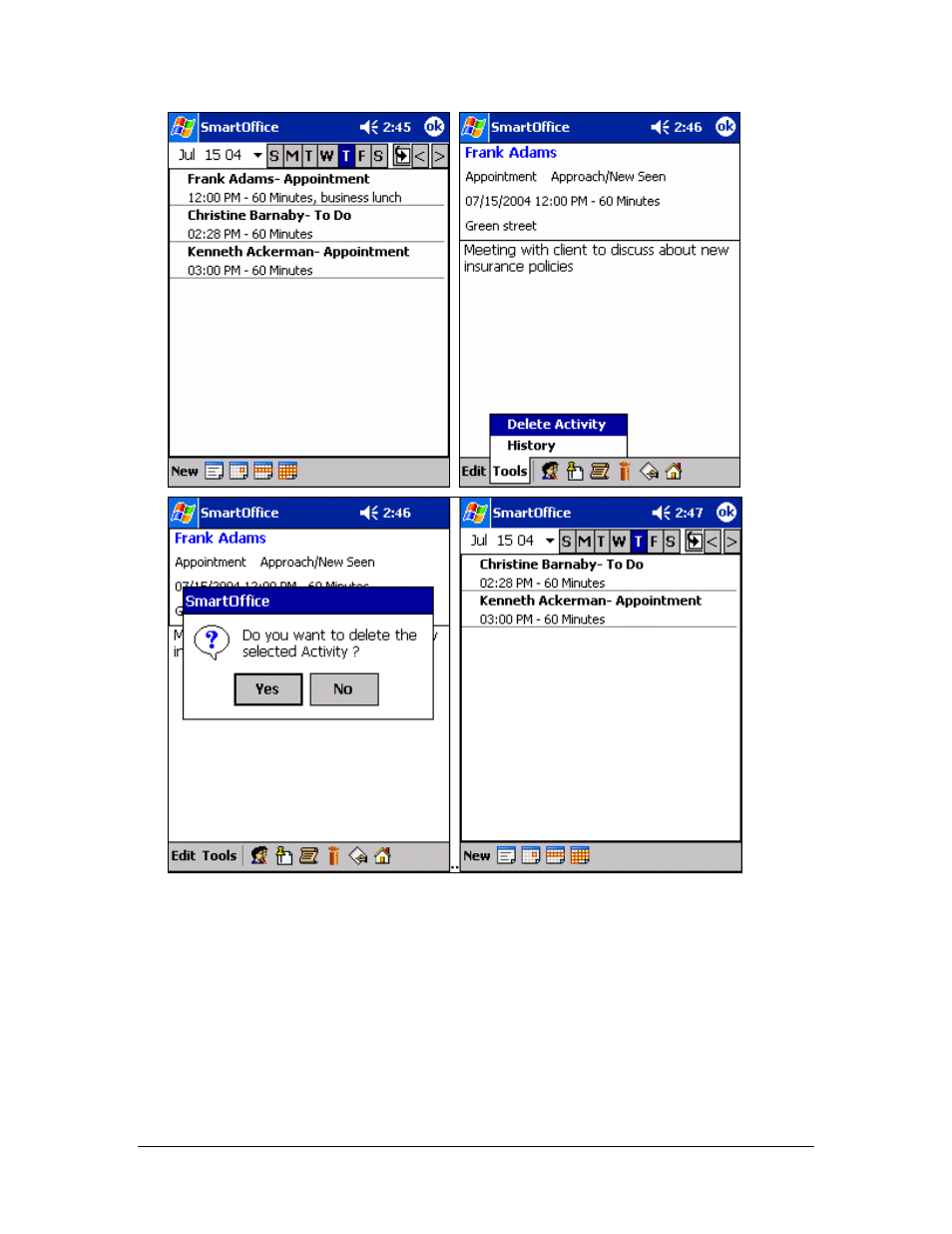 From the activity edit tab (edit mode) | Smart Parts Mobile for Pocket PC User Manual | Page 32 / 42