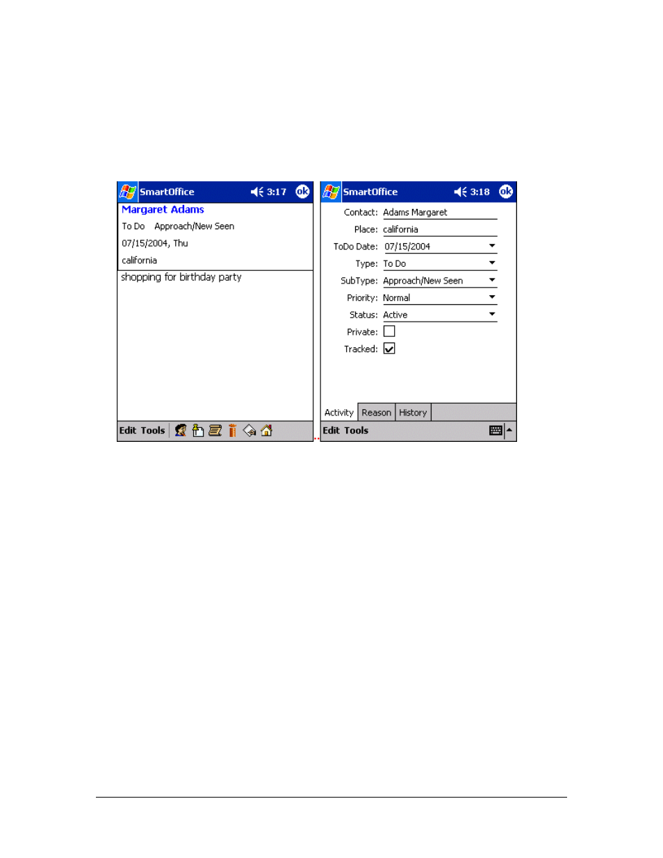 From the activity edit tab, Deleting a todo, From the todo list tab | Smart Parts Mobile for Pocket PC User Manual | Page 35 / 42