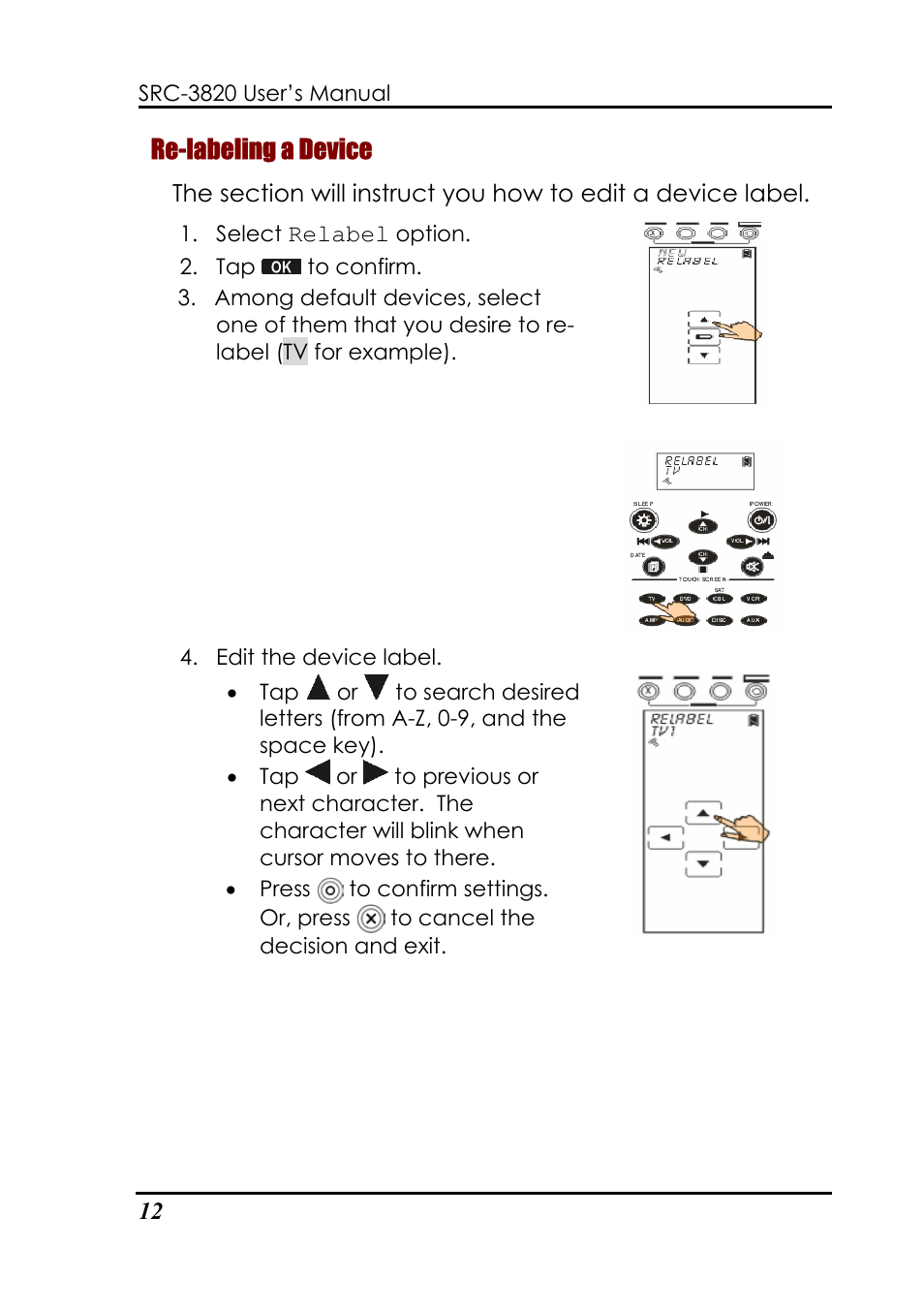 Re-labeling a device | Sunwave Tech. SRC-3820 User Manual | Page 18 / 51