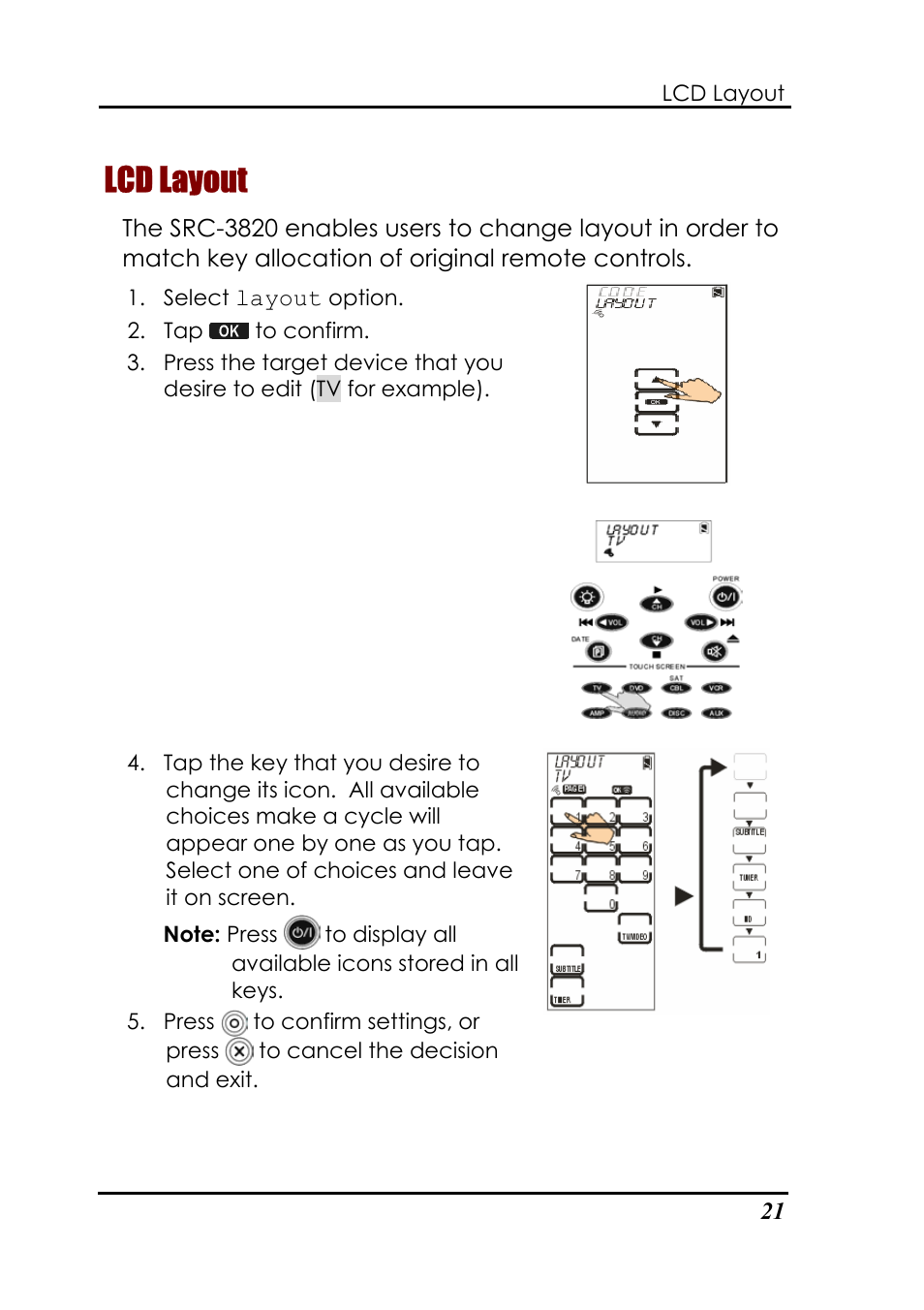 Lcd layout | Sunwave Tech. SRC-3820 User Manual | Page 27 / 51