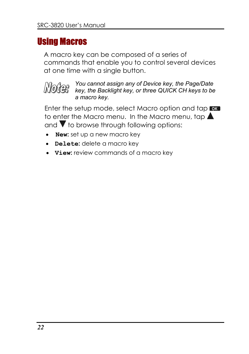 Using macros | Sunwave Tech. SRC-3820 User Manual | Page 28 / 51