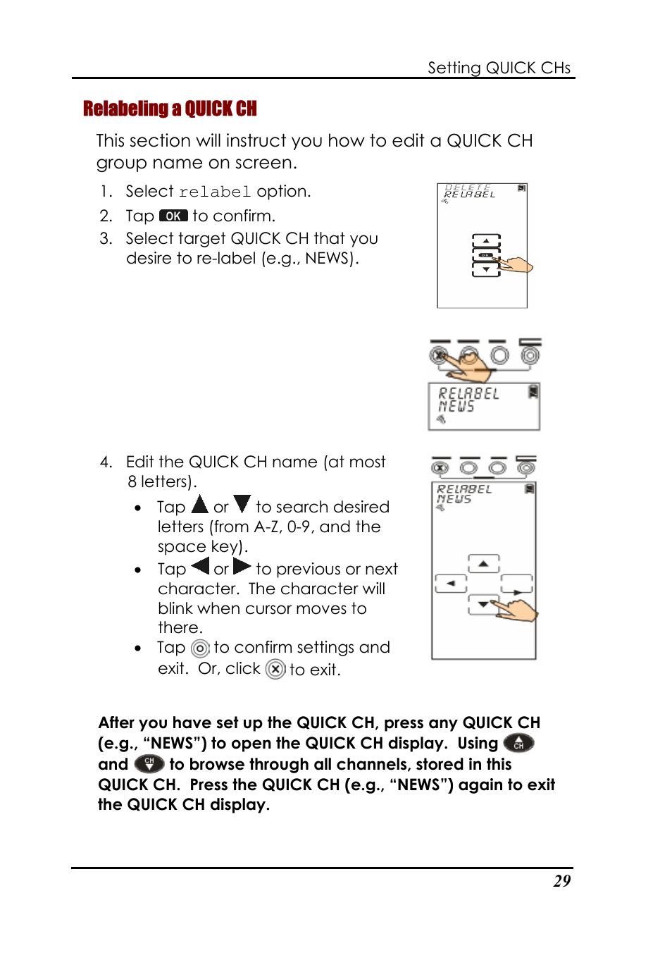 Relabeling a quick ch | Sunwave Tech. SRC-3820 User Manual | Page 35 / 51