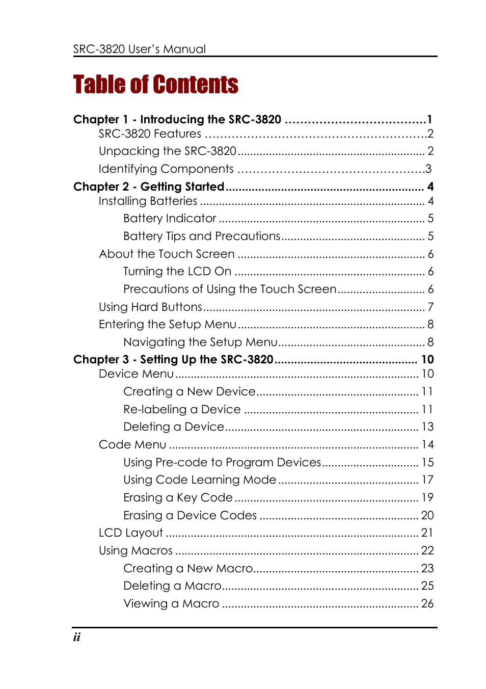 Sunwave Tech. SRC-3820 User Manual | Page 4 / 51