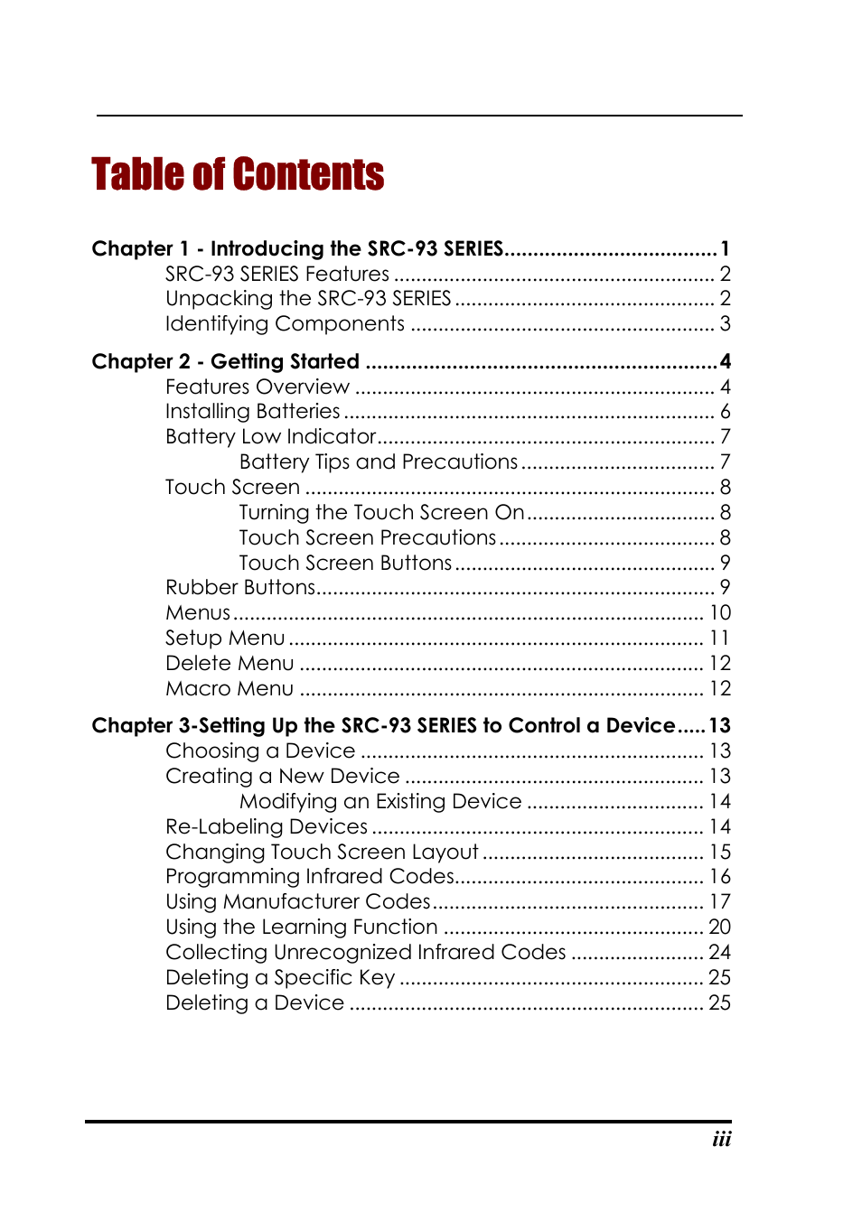 Sunwave Tech. SRC-3310/9320 User Manual | Page 3 / 51
