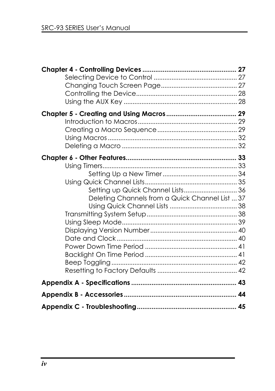 Sunwave Tech. SRC-3310/9320 User Manual | Page 4 / 51