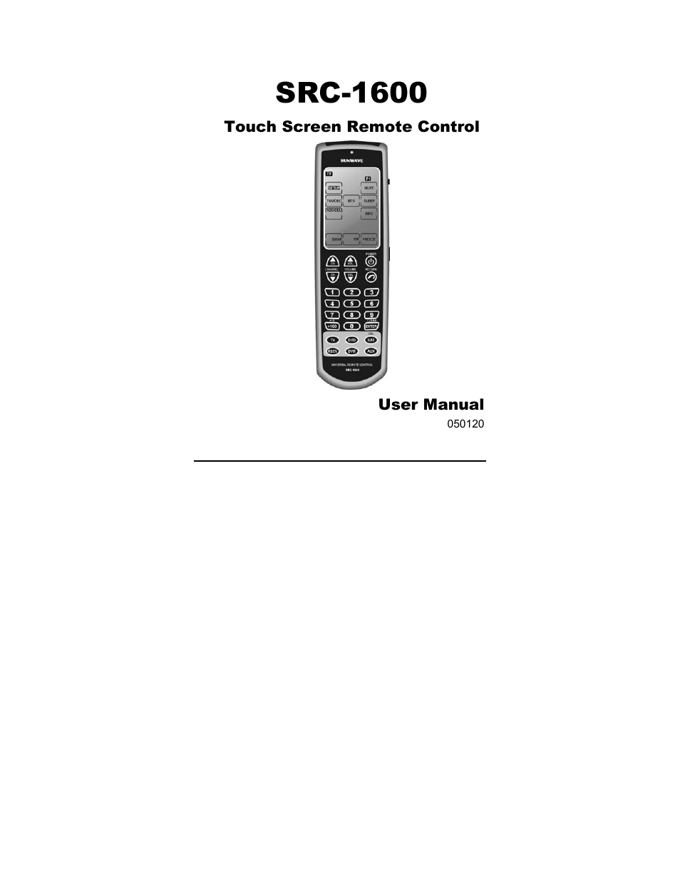 Sunwave Tech. SRC-1600 User Manual | 38 pages