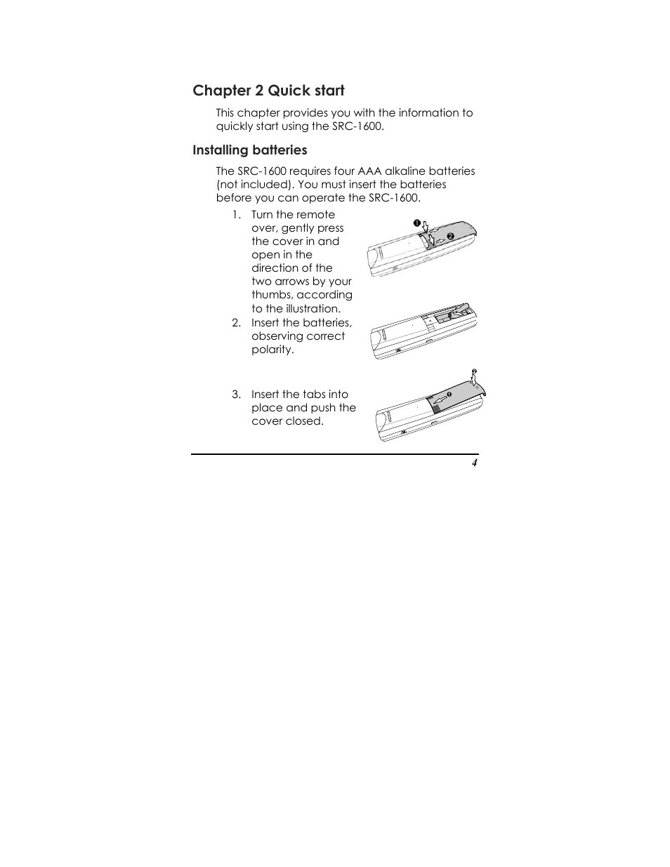 Chapter 2 quick start | Sunwave Tech. SRC-1600 User Manual | Page 8 / 38