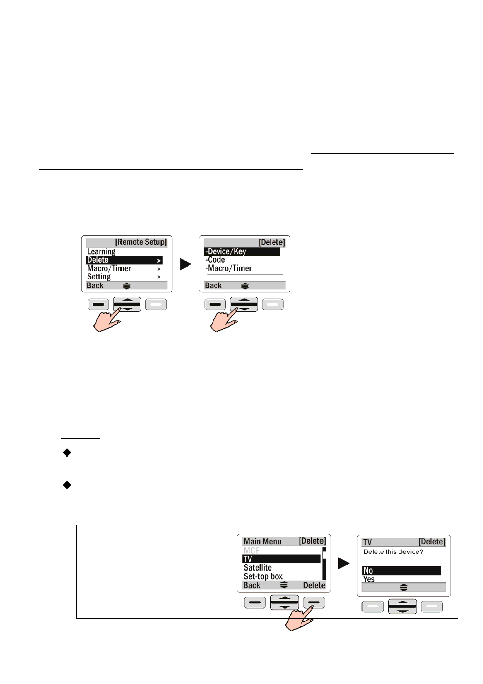 Deleting items, Part i-1> deleting device/key | Sunwave Tech. SRC-2200 User Manual | Page 17 / 31