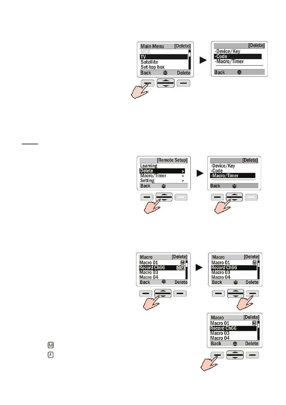 Part ii> deleting macro/timer | Sunwave Tech. SRC-2200 User Manual | Page 20 / 31