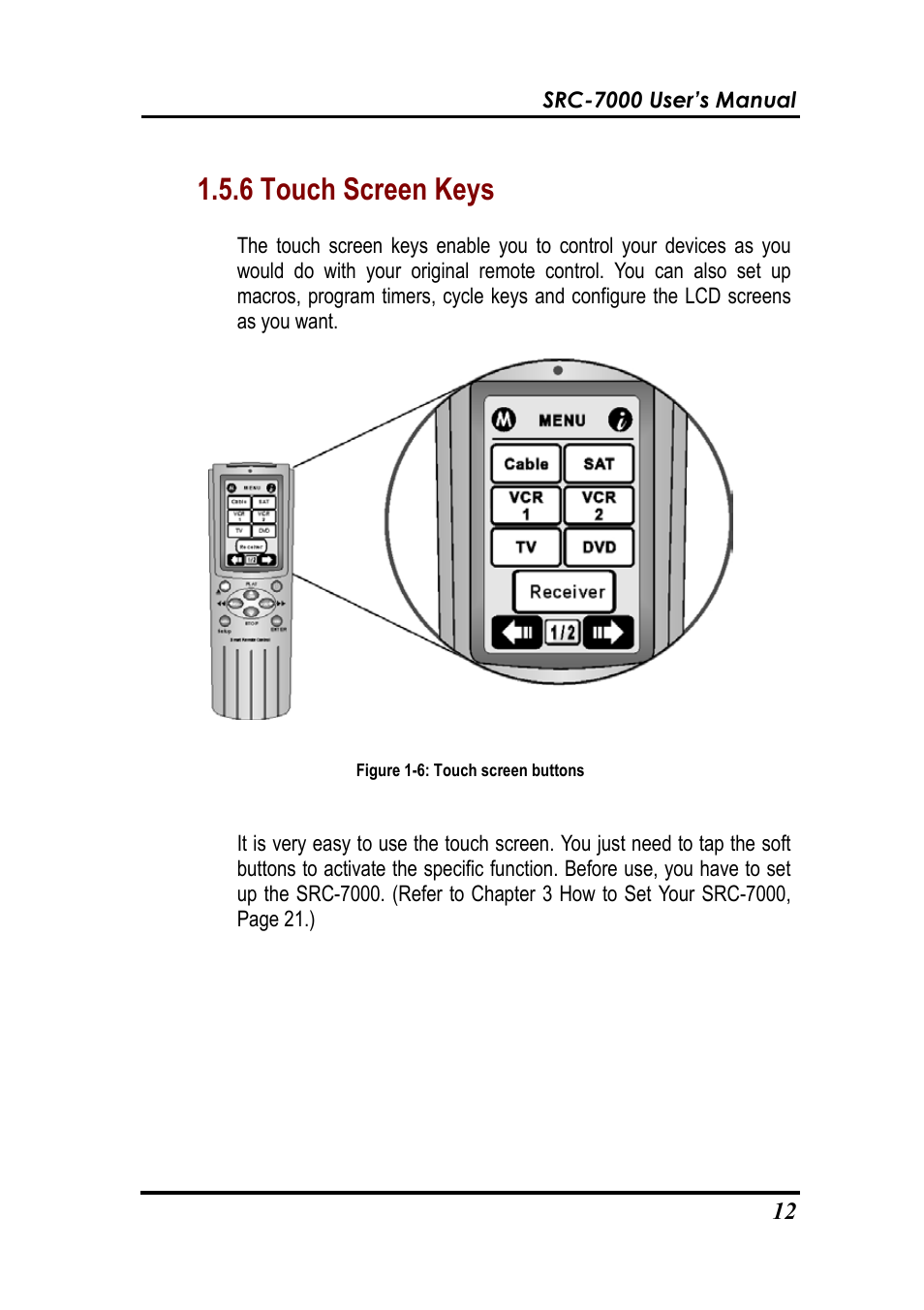 6 touch screen keys | Sunwave Tech. SRC-7000 User Manual | Page 14 / 75