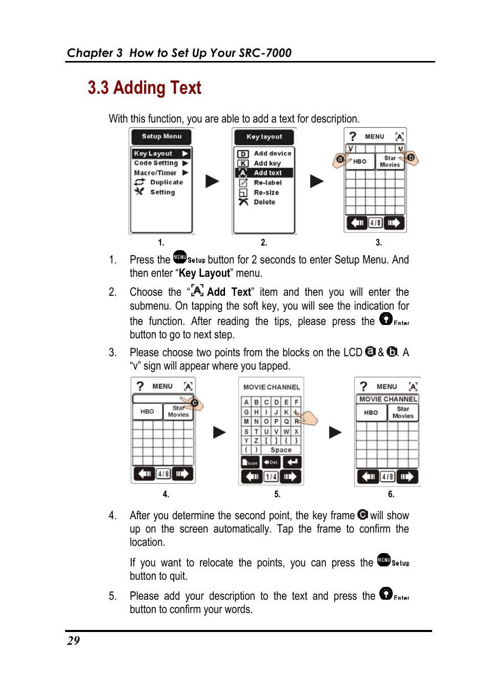 3 adding text | Sunwave Tech. SRC-7000 User Manual | Page 31 / 75