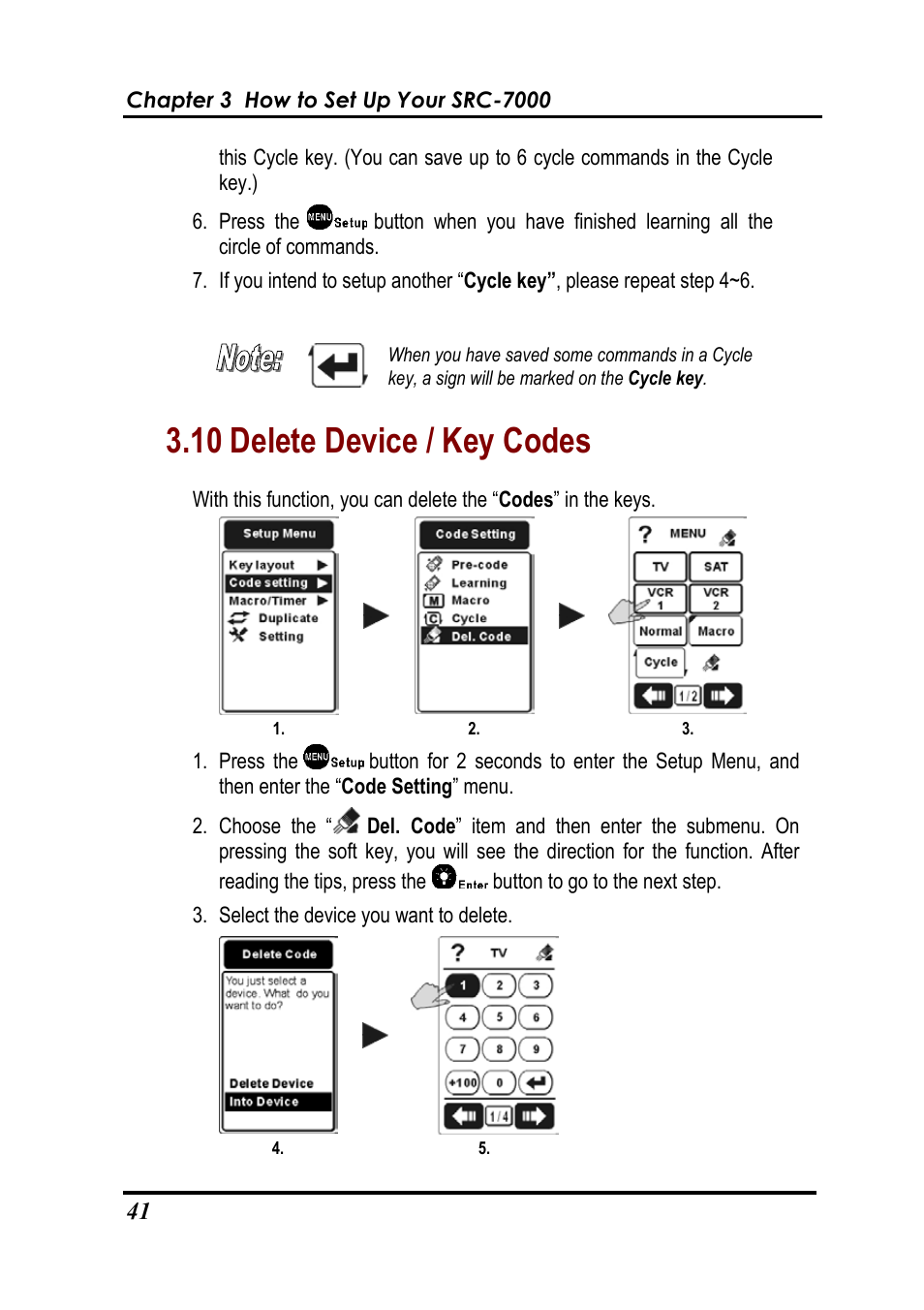 10 delete device / key codes | Sunwave Tech. SRC-7000 User Manual | Page 43 / 75