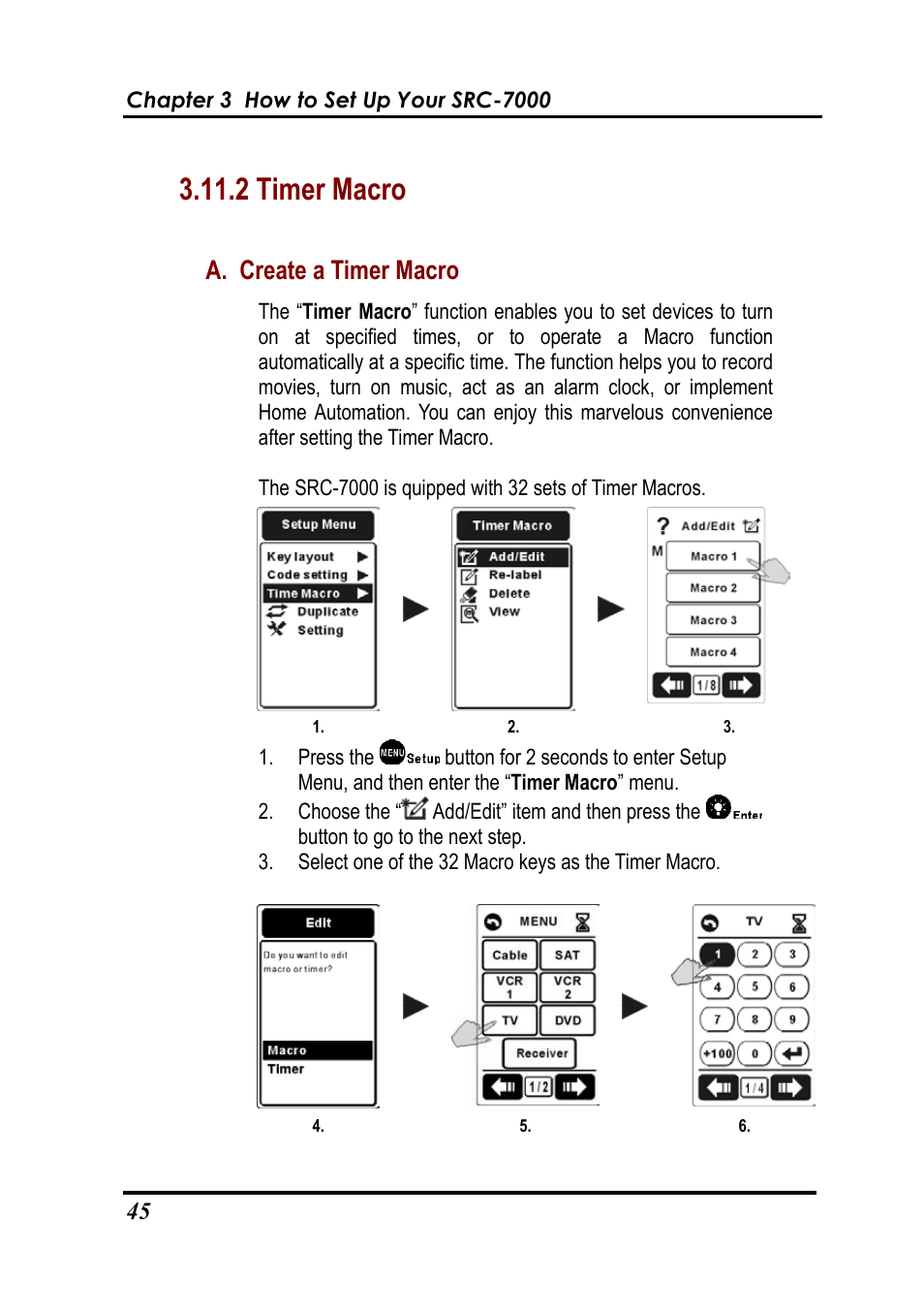 2 timer macro, A. create a timer macro | Sunwave Tech. SRC-7000 User Manual | Page 47 / 75