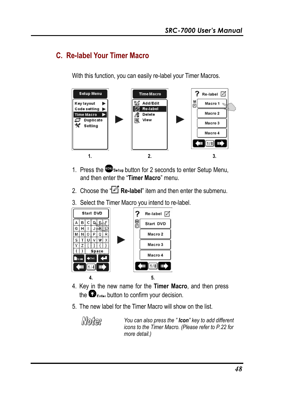 C. re-label your timer macro | Sunwave Tech. SRC-7000 User Manual | Page 50 / 75