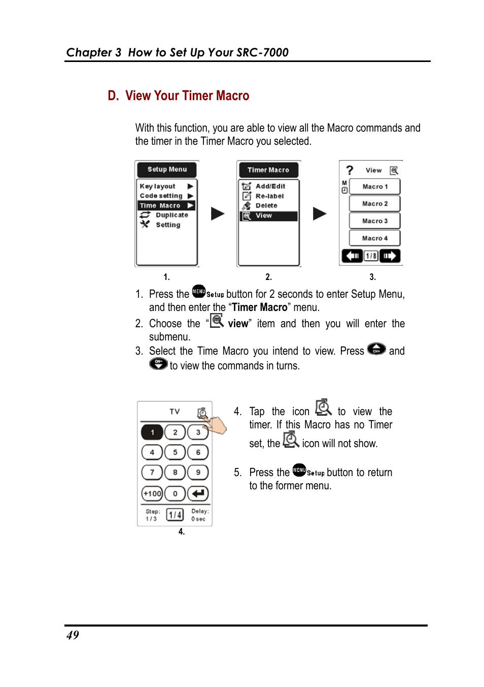 D. view your timer macro | Sunwave Tech. SRC-7000 User Manual | Page 51 / 75