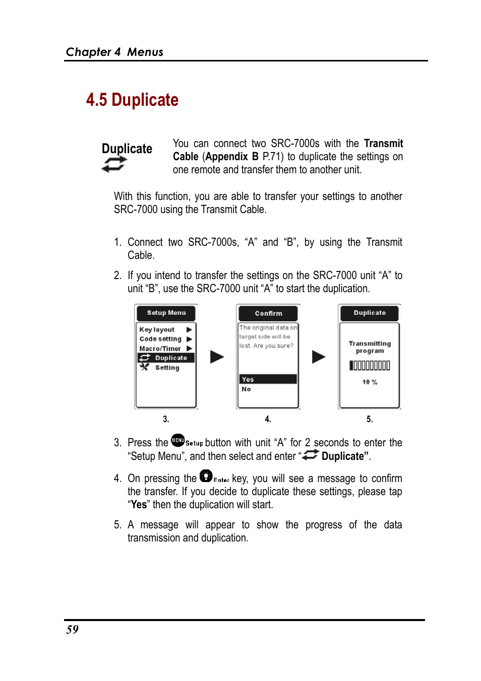 5 duplicate, Duplicate | Sunwave Tech. SRC-7000 User Manual | Page 61 / 75