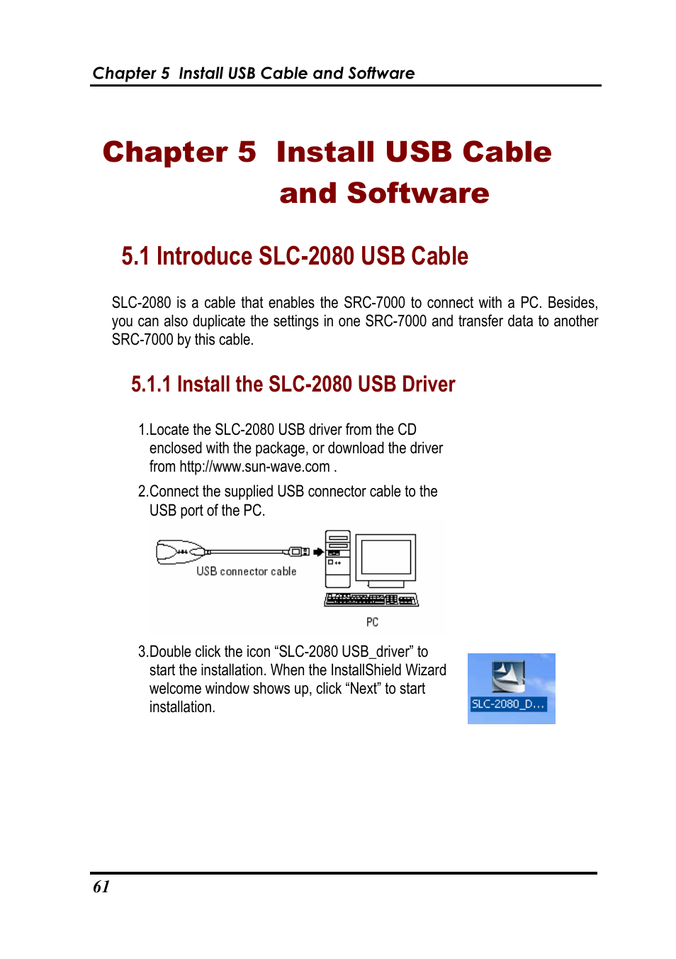 Chapter 5 install usb cable and software | Sunwave Tech. SRC-7000 User Manual | Page 63 / 75