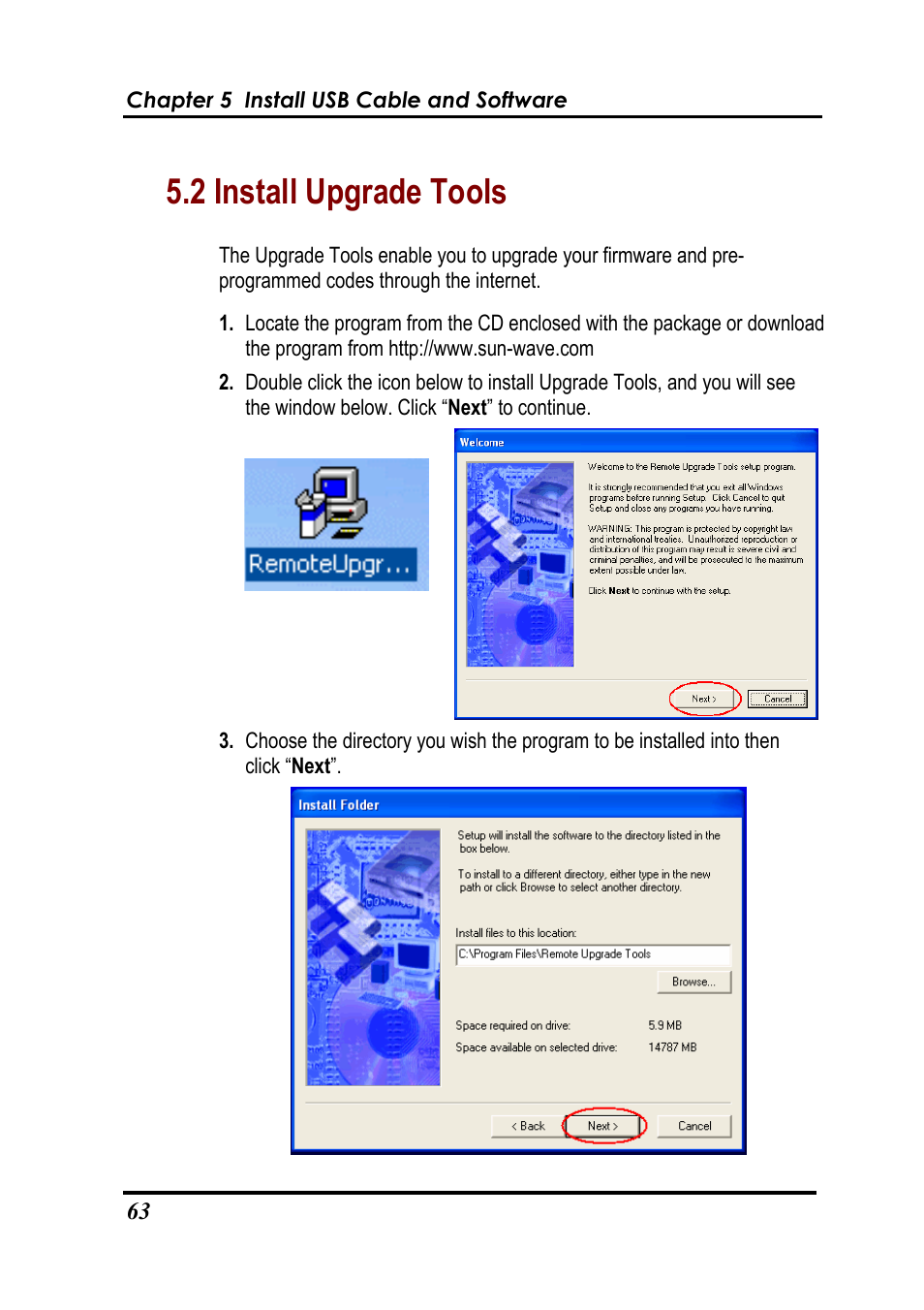 2 install upgrade tools | Sunwave Tech. SRC-7000 User Manual | Page 65 / 75