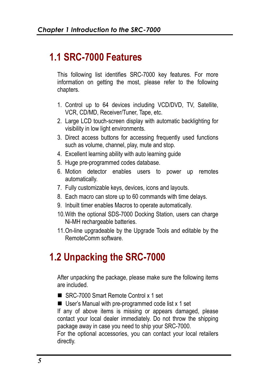 Sunwave Tech. SRC-7000 User Manual | Page 7 / 75