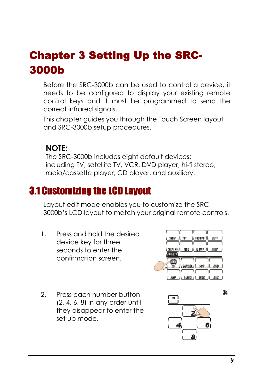 1 customizing the lcd layout | Sunwave Tech. SRC-3000b User Manual | Page 13 / 42