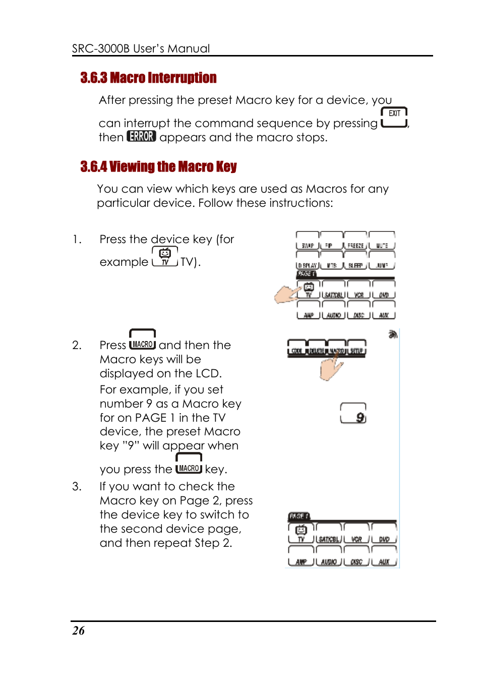 3 macro interruption, 4 viewing the macro key | Sunwave Tech. SRC-3000b User Manual | Page 30 / 42