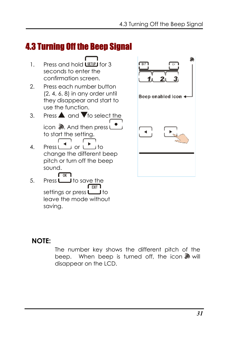 3 turning off the beep signal | Sunwave Tech. SRC-3000b User Manual | Page 35 / 42