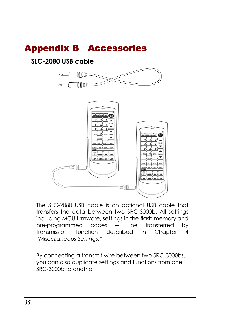 Appendix b accessories | Sunwave Tech. SRC-3000b User Manual | Page 39 / 42