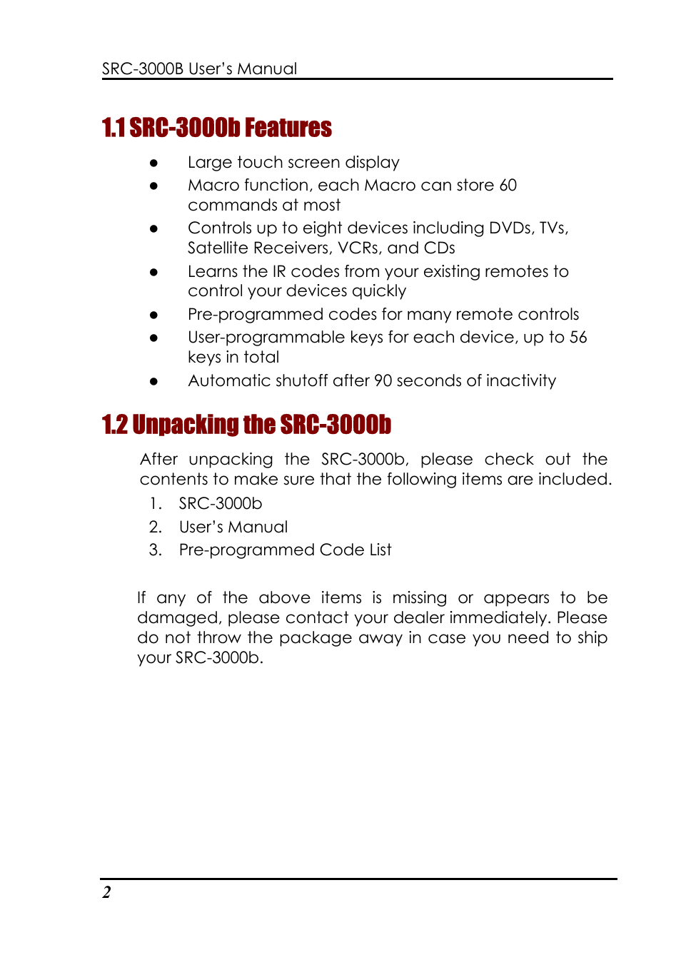 Sunwave Tech. SRC-3000b User Manual | Page 6 / 42