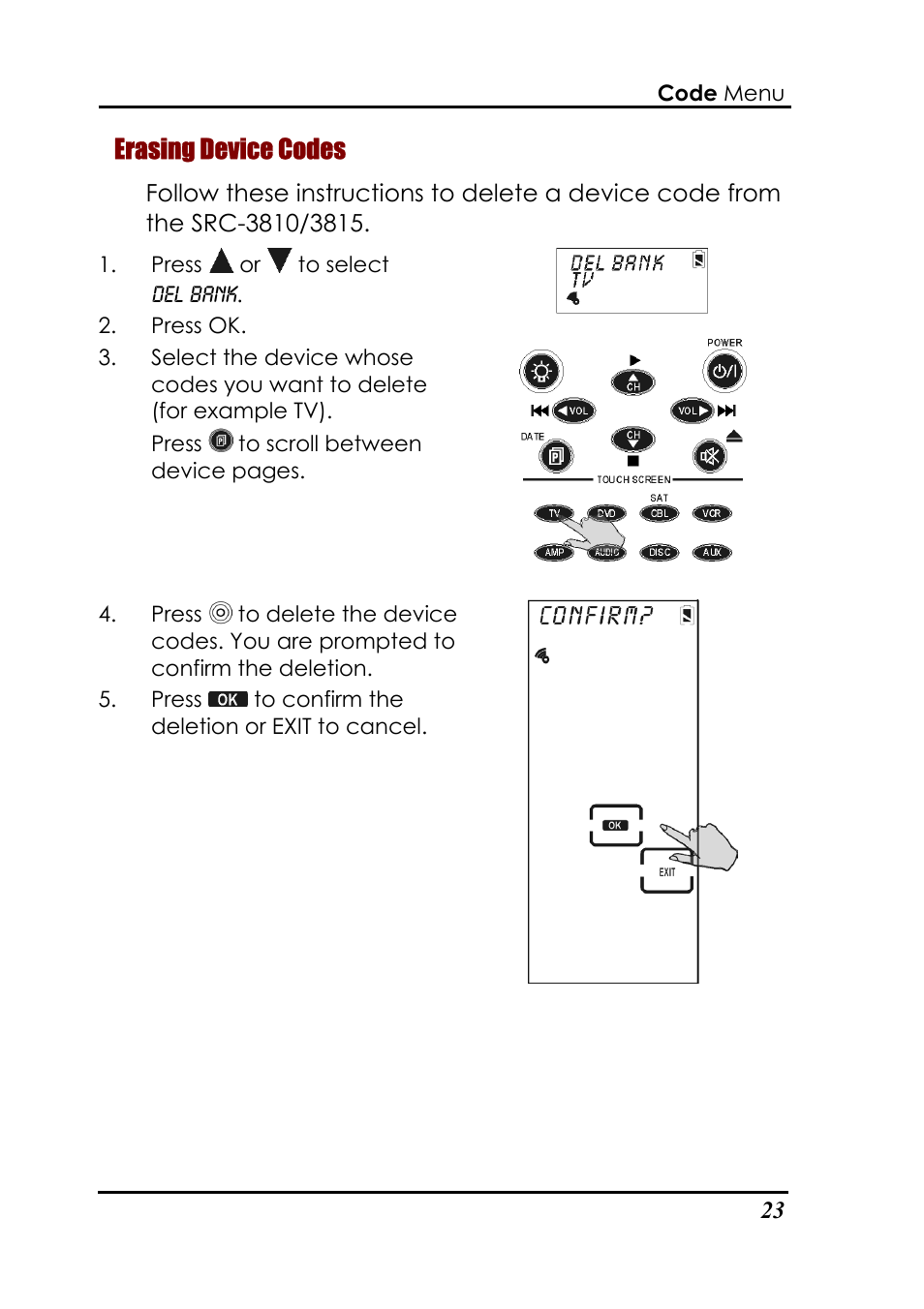 Erasing device codes | Sunwave Tech. 3815 User Manual | Page 29 / 58