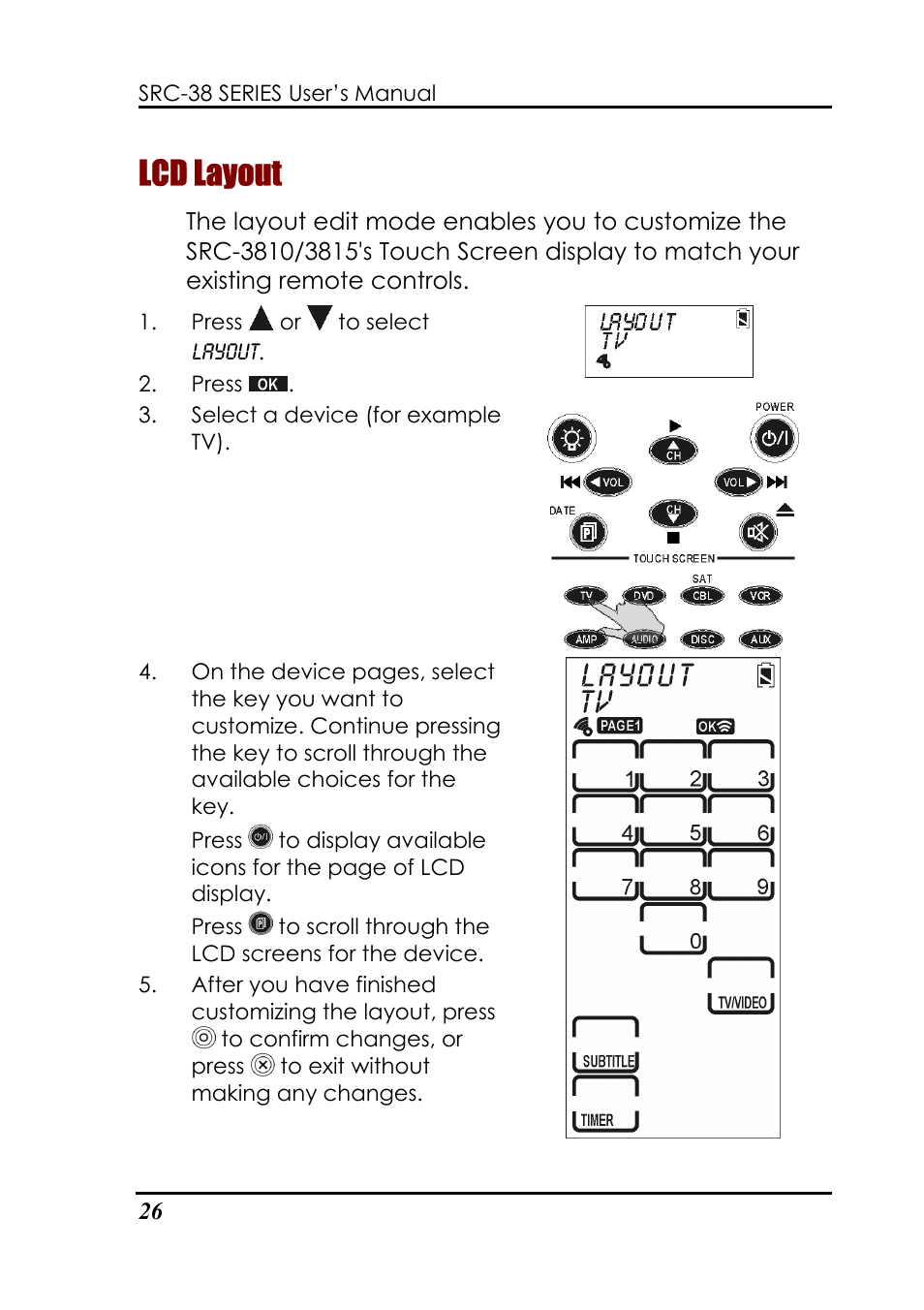 Lcd layout | Sunwave Tech. 3815 User Manual | Page 32 / 58