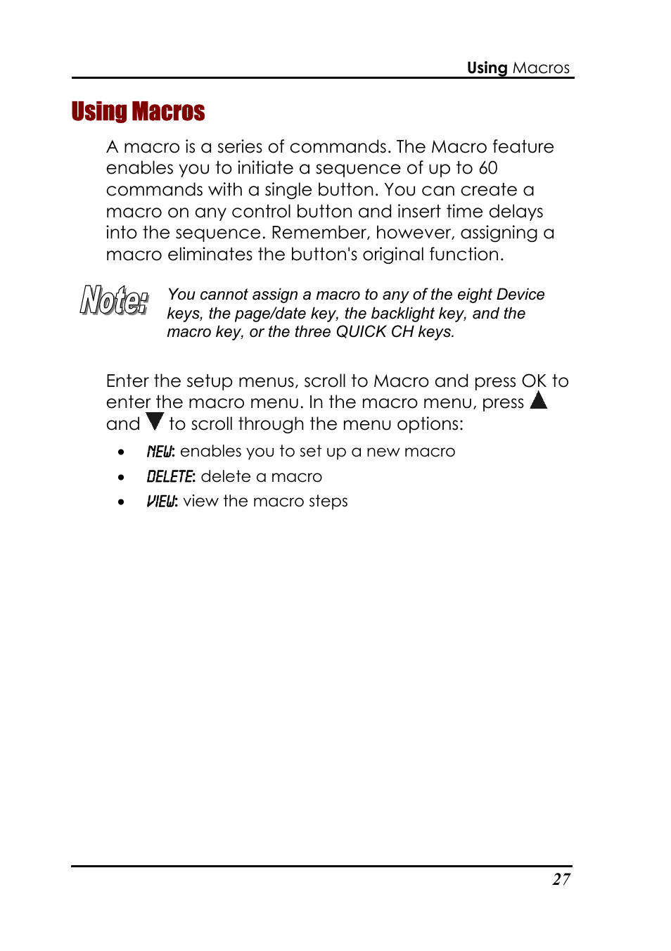 Using macros | Sunwave Tech. 3815 User Manual | Page 33 / 58