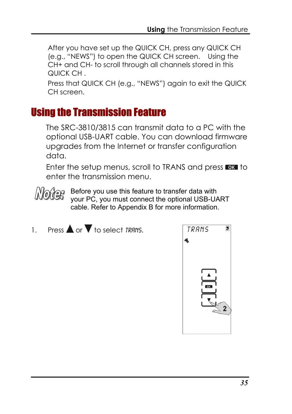 Using the transmission feature | Sunwave Tech. 3815 User Manual | Page 41 / 58