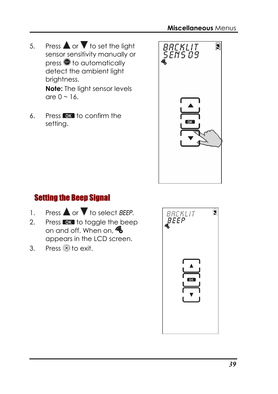 Setting the beep signal | Sunwave Tech. 3815 User Manual | Page 45 / 58