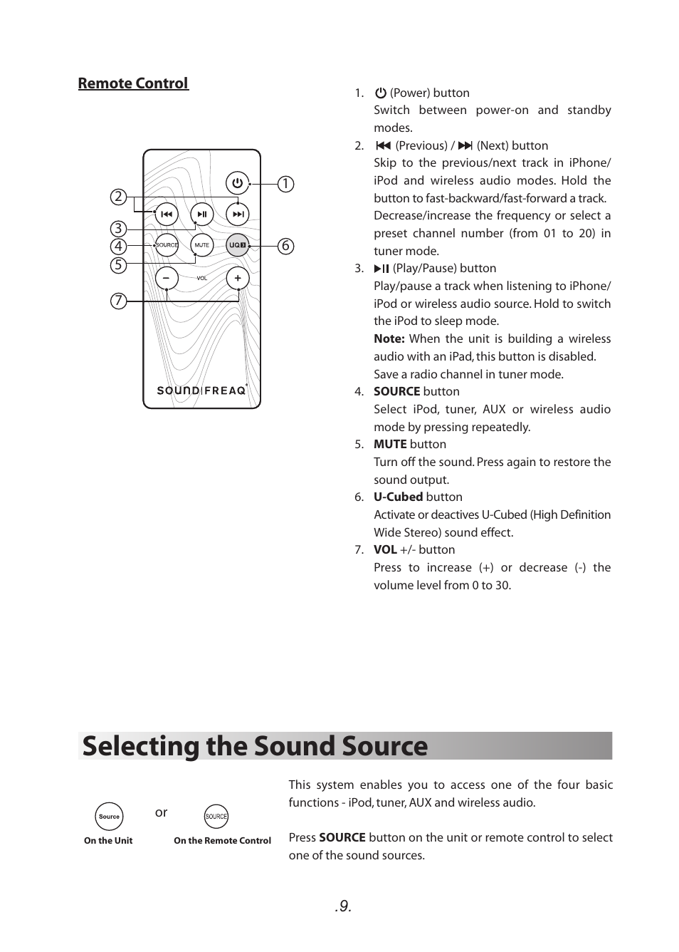 Selecting the sound source | SoundFreaq SFQ-01 User Manual | Page 10 / 20