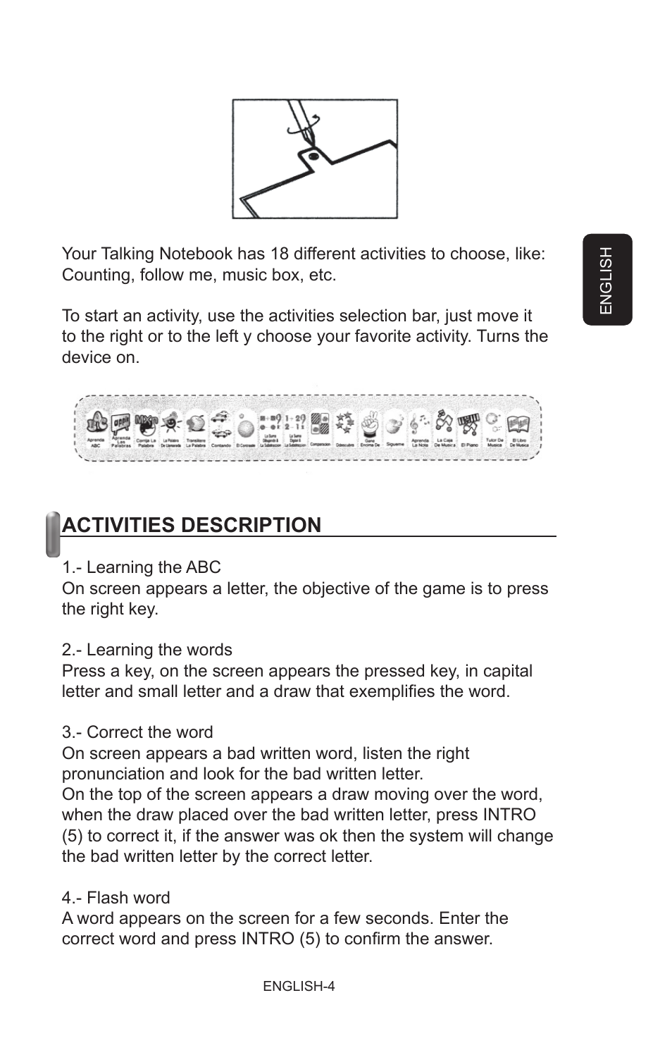 Activities description | Steren Talking Notebook User Manual | Page 4 / 16