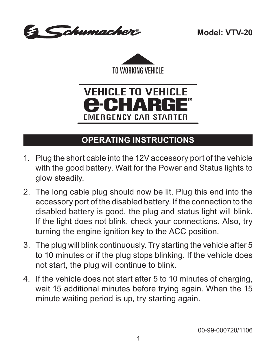 Schumacher E-CHARGE VTV-20 User Manual | 8 pages