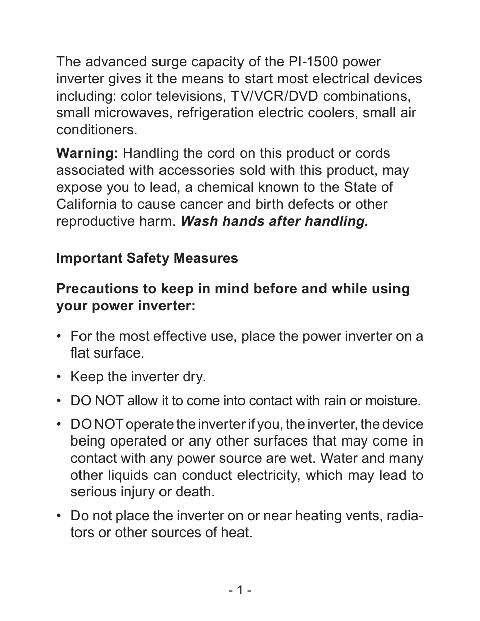 Schumacher PI-1500 User Manual | Page 2 / 18