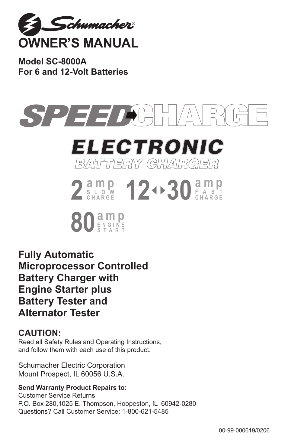 Schumacher SPEED CAHRGE SC-8000A User Manual | 32 pages