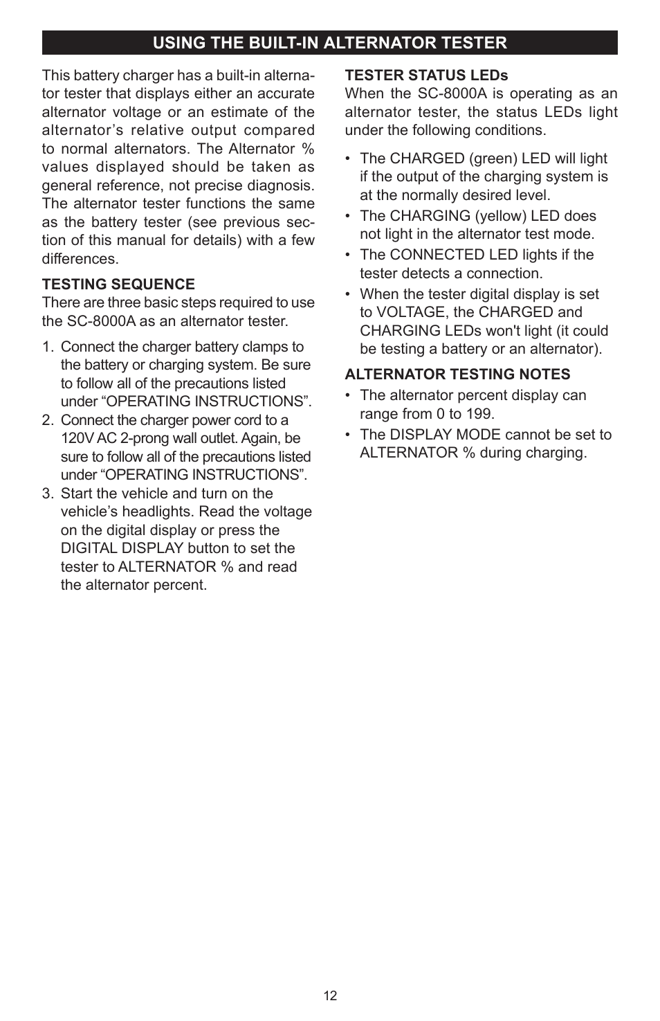 Schumacher SPEED CAHRGE SC-8000A User Manual | Page 12 / 32