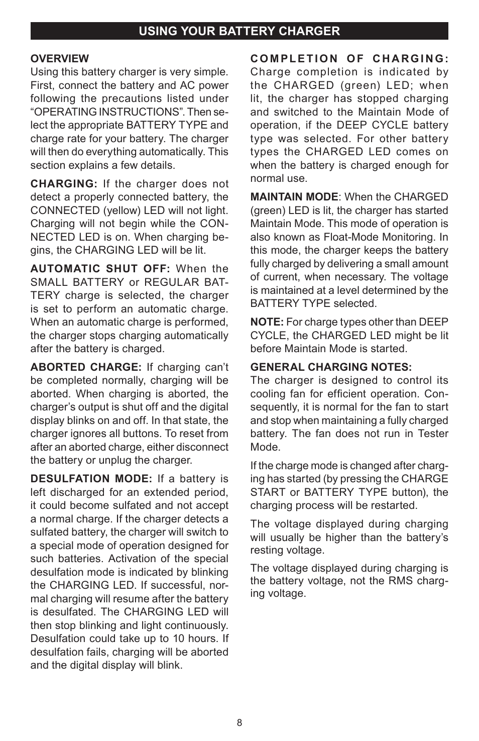 Schumacher SPEED CAHRGE SC-8000A User Manual | Page 8 / 32
