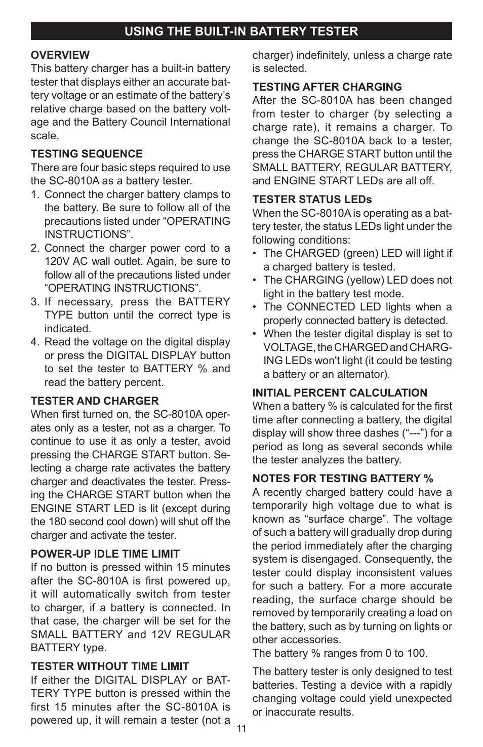 Schumacher SC-8010A User Manual | Page 11 / 32