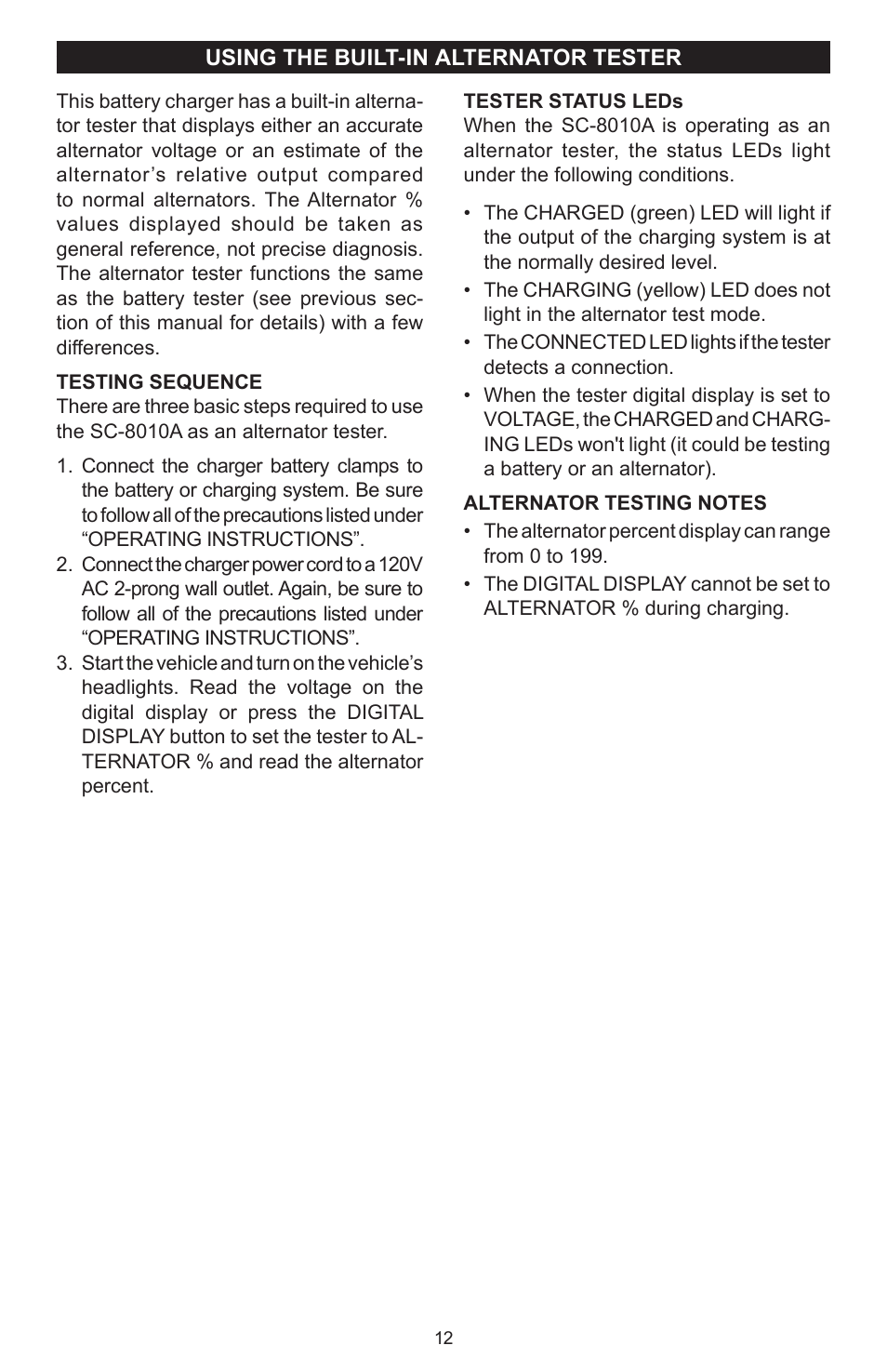 Schumacher SC-8010A User Manual | Page 12 / 32