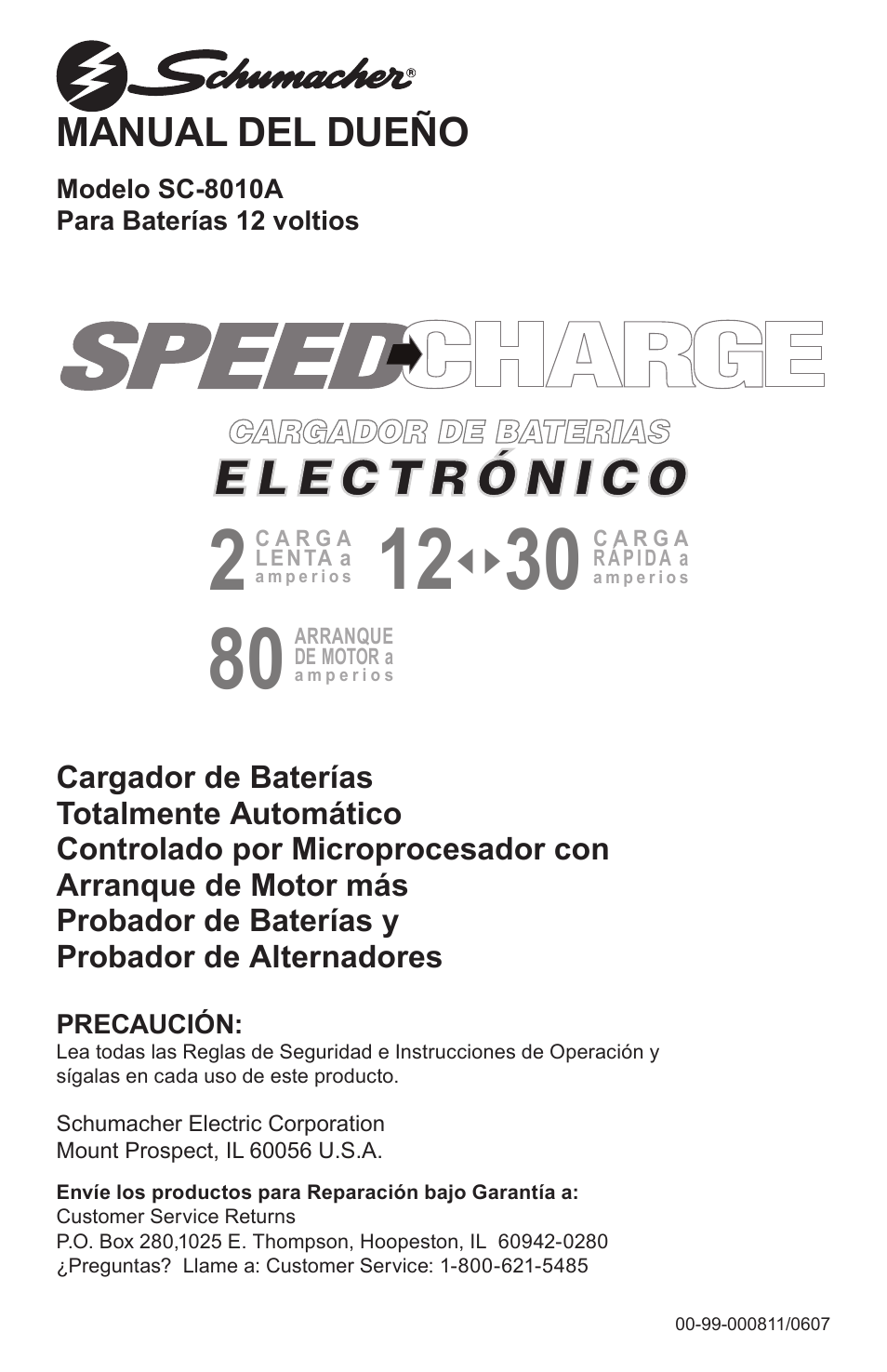99-000811-0607_spanish, Manual del dueño | Schumacher SC-8010A User Manual | Page 17 / 32