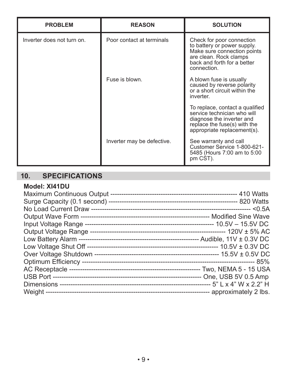 Schumacher XI41DU User Manual | Page 12 / 32