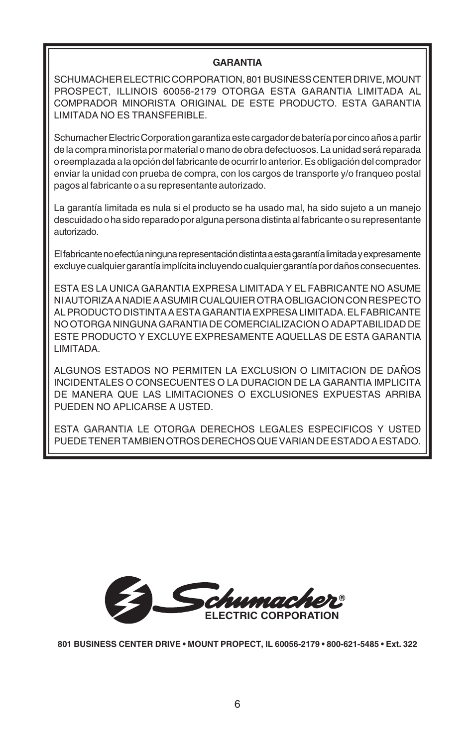 Schumacher 82-6-PE User Manual | Page 12 / 12