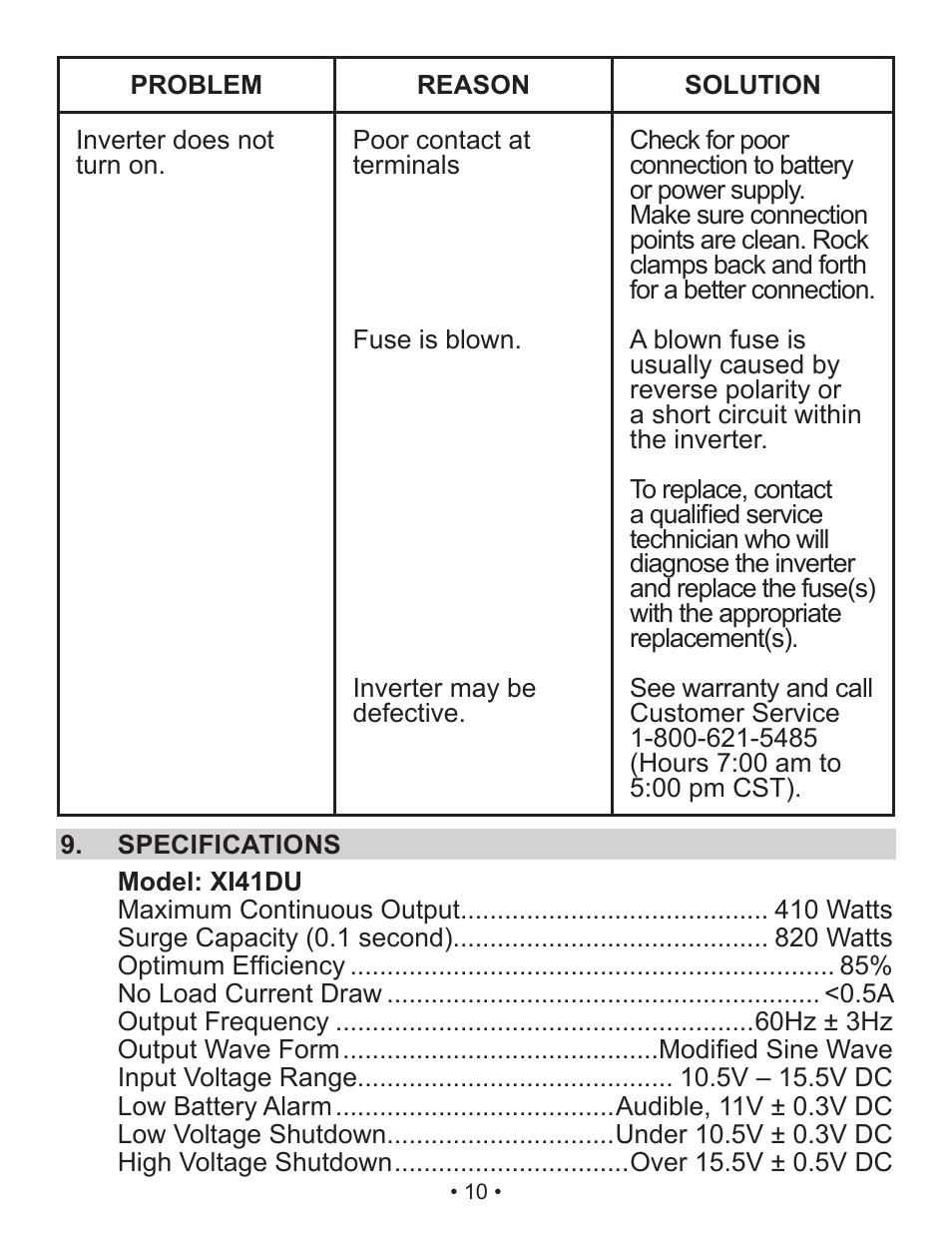 Schumacher XI41DU User Manual | Page 11 / 30