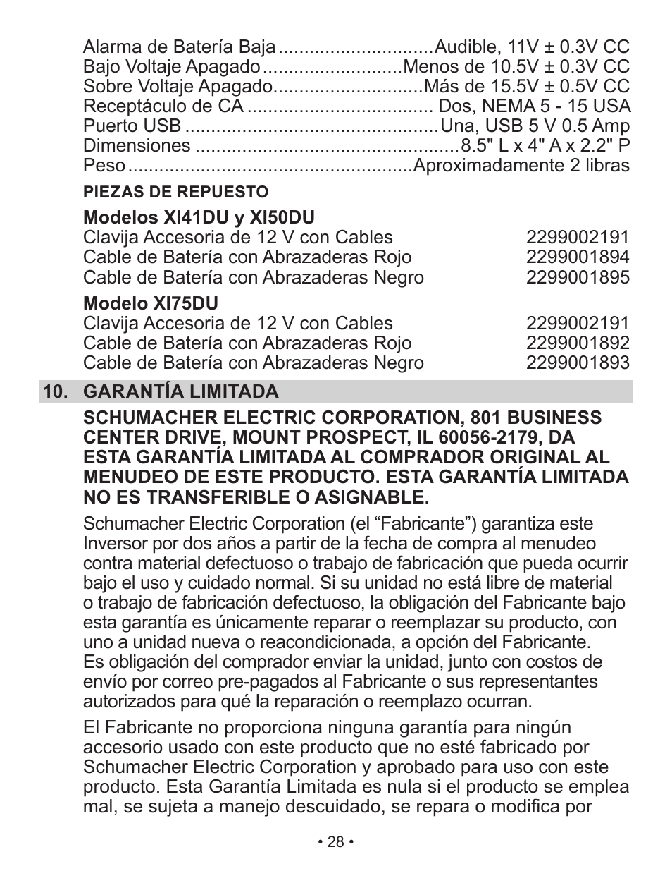 Schumacher XI41DU User Manual | Page 29 / 30