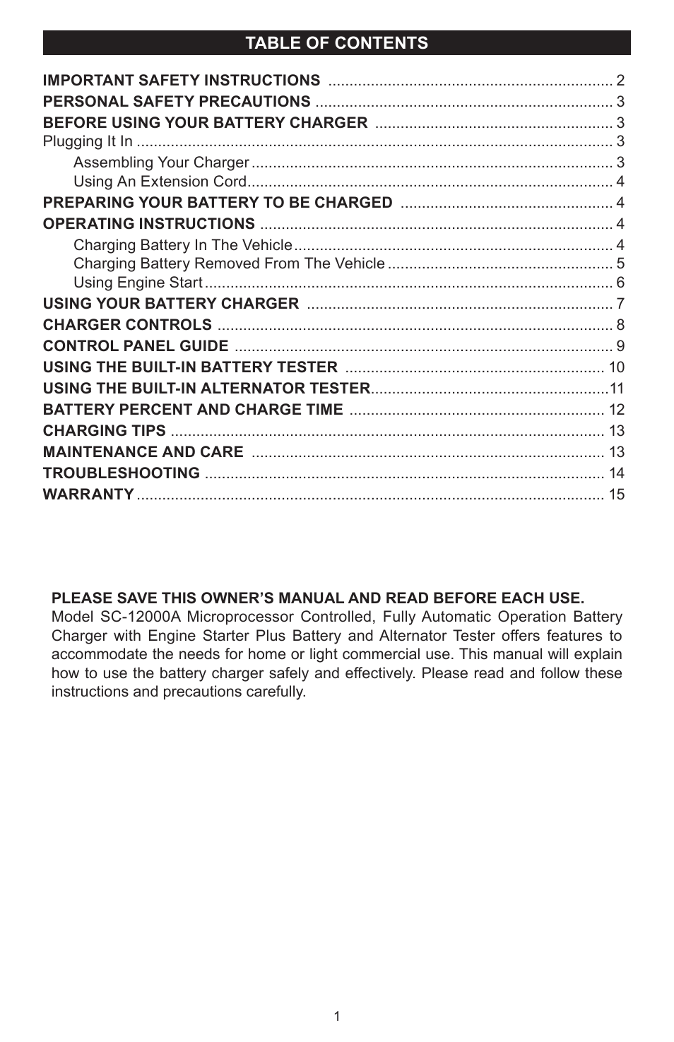 Schumacher SC-12000A User Manual | Page 2 / 32