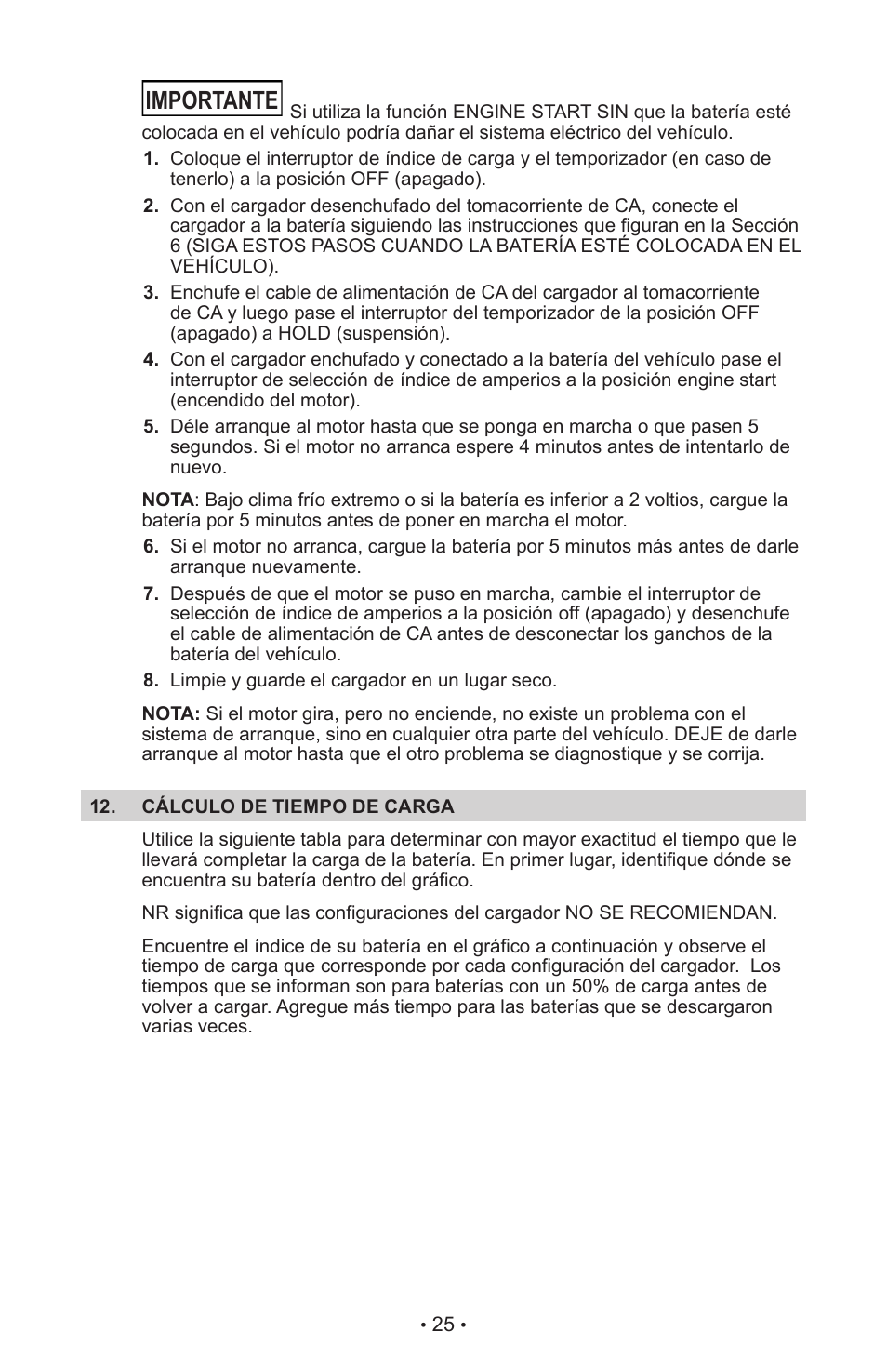 Importante | Schumacher SE-70MA User Manual | Page 29 / 34