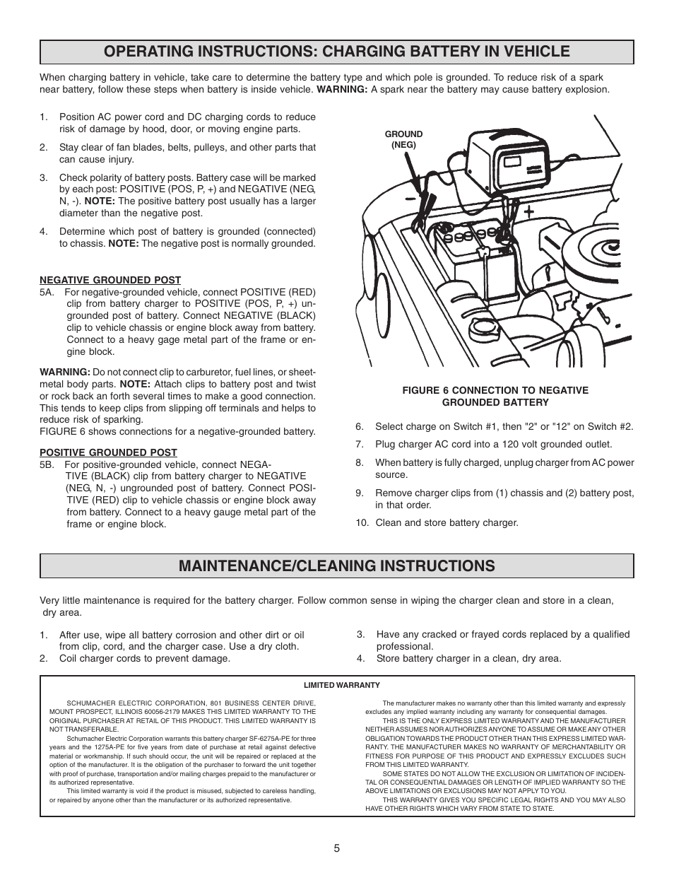 Maintenance/cleaning instructions | Schumacher 1275A-PE User Manual | Page 5 / 8